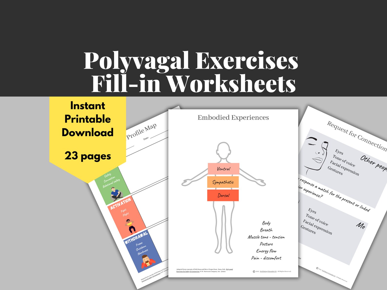 Polyvagal Theory Exercises Worksheets | Neuroception - Etsy UK