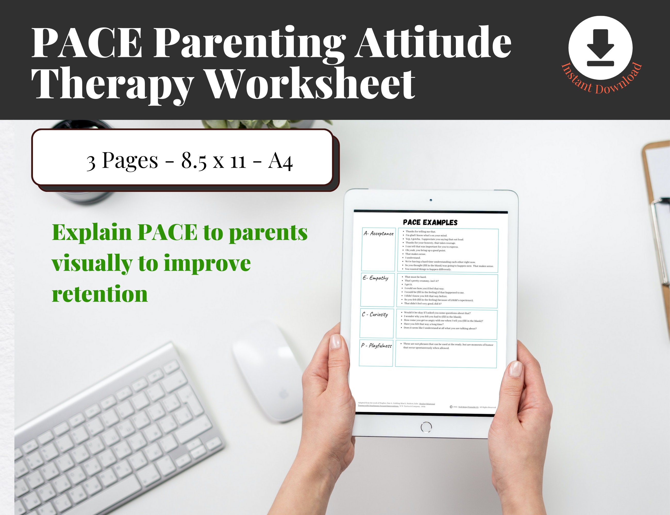 PACE Parenting Attitude Worksheet Mental Health Digital Downloads ...
