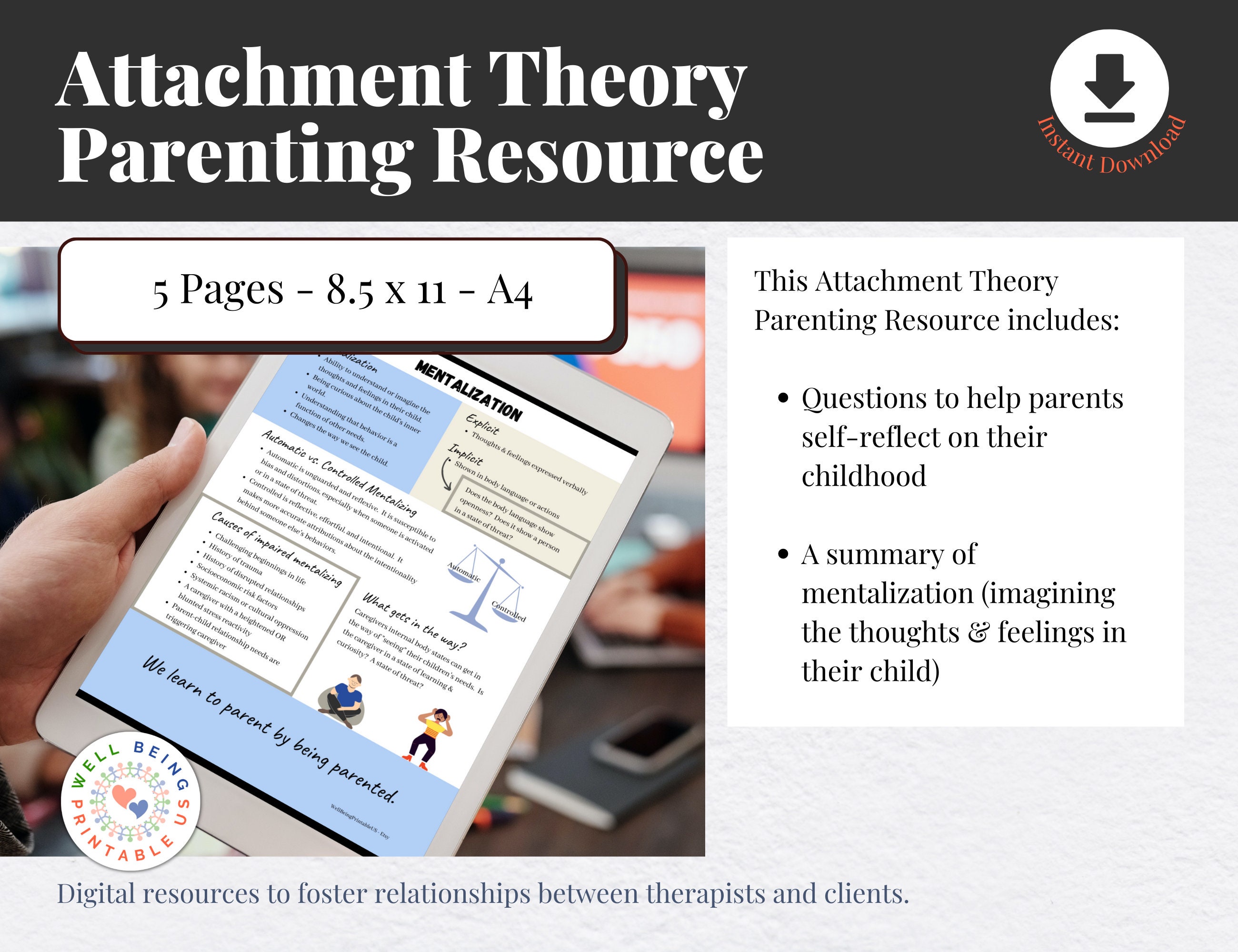 Attachment Theory Parenting Worksheets | Mental Health Digital Download ...