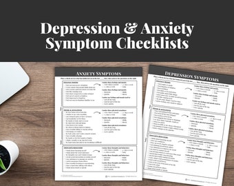 Listas de verificación de síntomas de depresión y ansiedad, formularios de TCC / Descargas digitales de salud mental / Formulario de admisión de clientes adultos para terapeutas