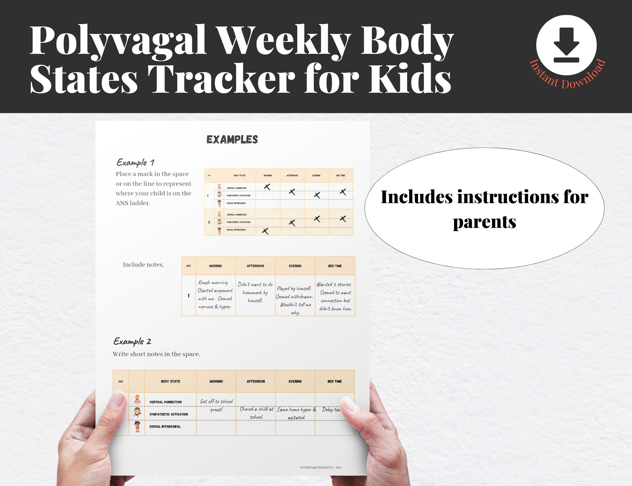 Polyvagal Theory Body Tracker for Kids | Mental Health Digital ...