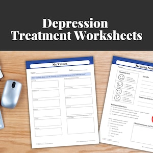 Depression Treatment Worksheets | Mental Health Digital Downloads | Psychology Worksheets for Therapists and Psychologists