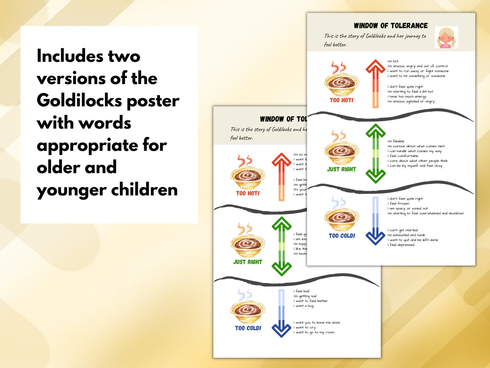 Window of tolerance for kids posters mental health poster mental