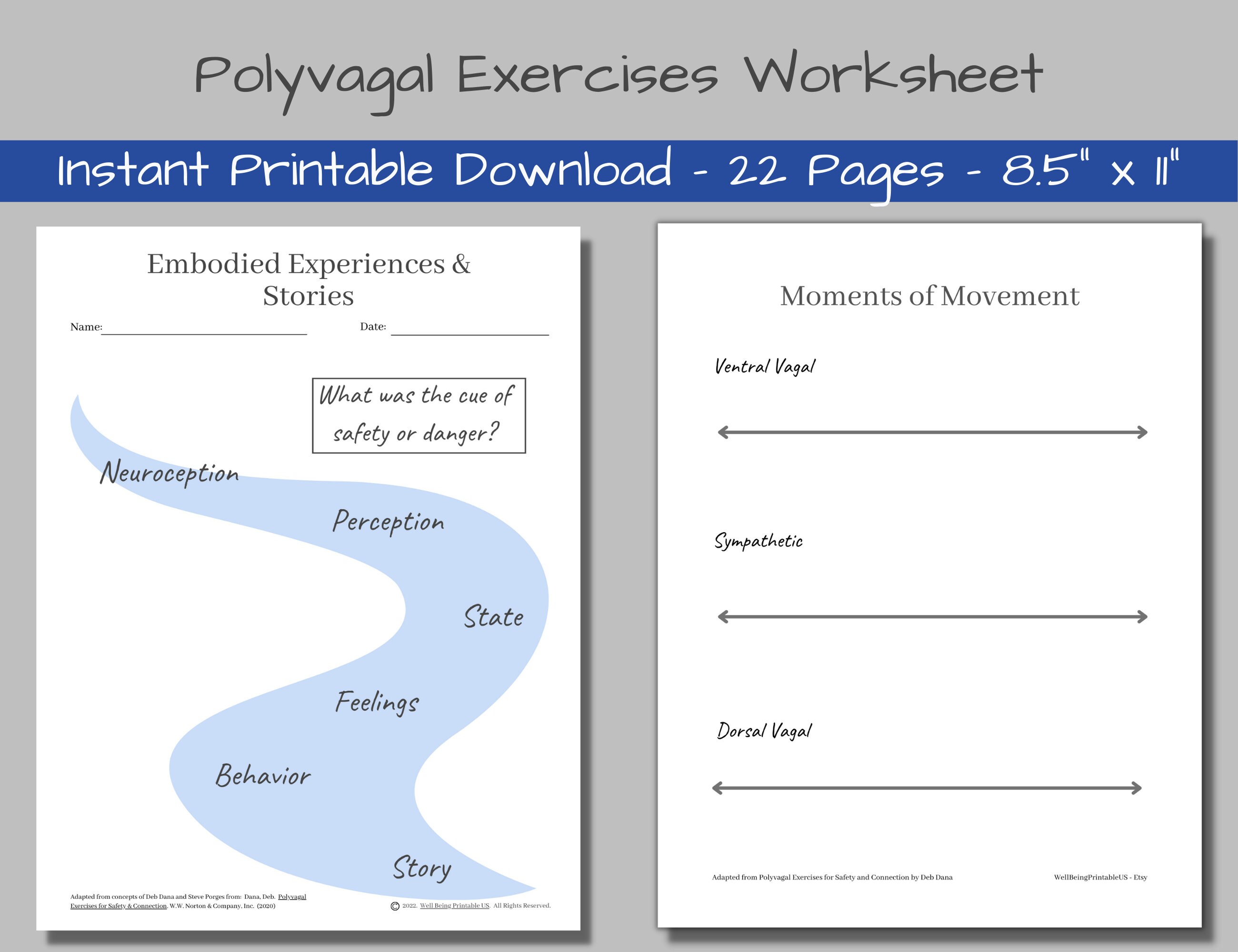 Polyvagal Theory Exercises Worksheets Neuroception - Etsy
