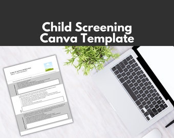 Plantilla de Canva para la evaluación inicial de pacientes infantiles, Hoja de trabajo de evaluación del paciente / Descargas digitales sobre salud mental / Formulario de admisión de pacientes para terapeutas
