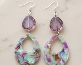 Translucent Watercolor Teardrop Earrings