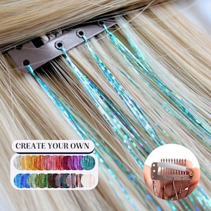 Tinsel Hair Clips Reusable Fairy Hair Extensions Fancy Hair Clips for Kids Handmade Sparkly Accessories Customizable Tinsel Clips