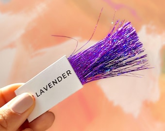 Oropel morado para el cabello: 122 cm, brillante y resistente al calor.