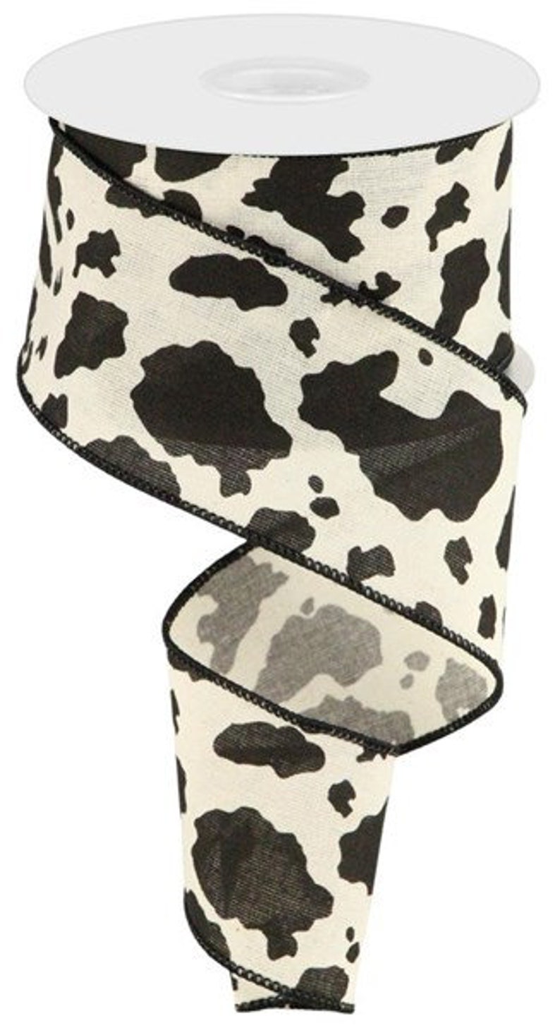 Cow Print Ribbon, Farmhouse Wired Ribbon, 2.5 Inches X 10 Yards ...