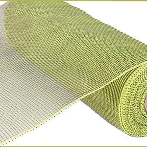 May include: A roll of 10-inch wide lime green deco mesh with a subtle shimmer. The mesh is made of a soft, pliable material and is perfect for crafting.