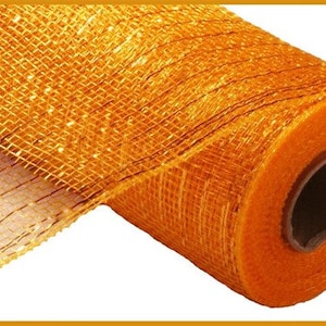 Yellow Deco Poly Mesh, Gold Metallic, 10 inch x 10 Yards, Wreath Mesh for Christmas Tree RE130153