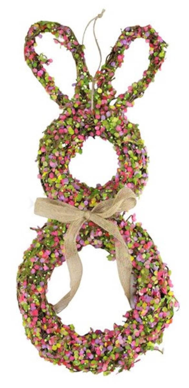 Primitive Rabbit Wreath Rattan Rabbit Wreath, Easter Bunny Pip Jute Wreath, Farmhouse ...