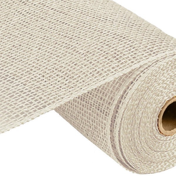 Cream Faux Jute Mesh, Ivory Poly Deco Mesh, 10 inch x 10 yards