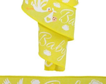 Yellow Wired Ribbon, Craft Ribbon for Wreaths & Bows