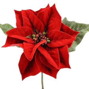 Poinsettia Decorative Pick, Christmas Decor - Red Green - 11&quot; - XX815524