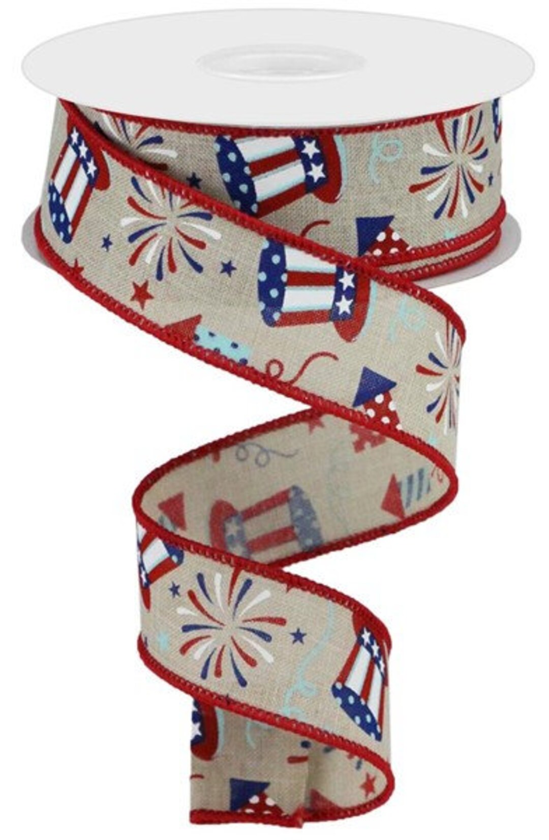 Uncle Sam Fireworks Wired Ribbon, Red White Blue Craft Accent, 4th of ...