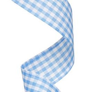 Gingham Check Wired Ribbon: Turquoise Blue White - 1.5 Inch x 10 Yards - RG01048NL - 1 1 2 in ribbon narrow
