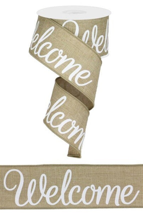 2.5 x 10 yds inch Burlap Ribbon with Scripted Holiday Greetings
