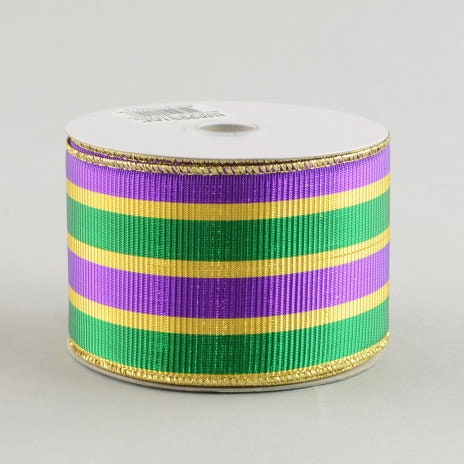  Hying Mardi Gras Ribbons for Wreath Bows, 2.5×10 Yards Fat  Tuesday Wired Edge Ribbons Glitter Gold Purple Green Ribbons for Crafting  New Orleans Carnival Party Decoration Supplies : Health & Household