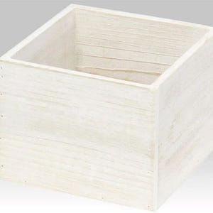 Wood Planter Box Garden Centerpiece Wedding Flowers Holder, Use for all Decorations, White Washed 6 Inch Square x 4.5 Inches Height KM3202W1