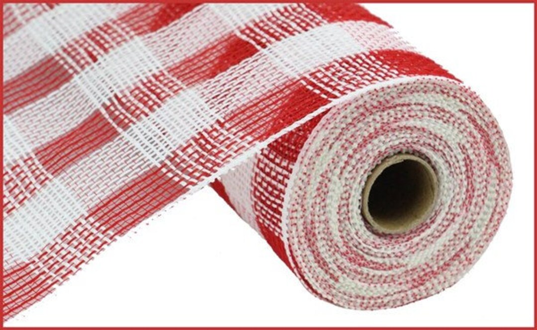 10.5" Cotton Check Deco Mesh: Red & White - RY830749 - Etsy