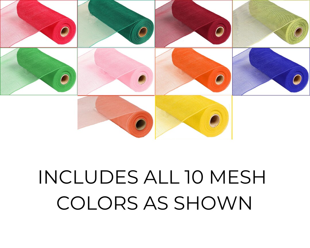 Colorful Mesh Polyworks Deco Poly Mesh, Brand New Starter Set of 10 Non-metallic, Wreath Mesh ...