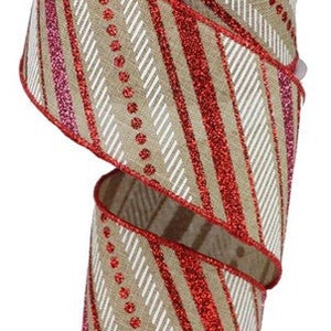 Christmas Valentine Wired Ribbon, Wreath Ribbons, Wired Ribbon for Bows, 2.5 Inches x 10 Yards RGB13021C