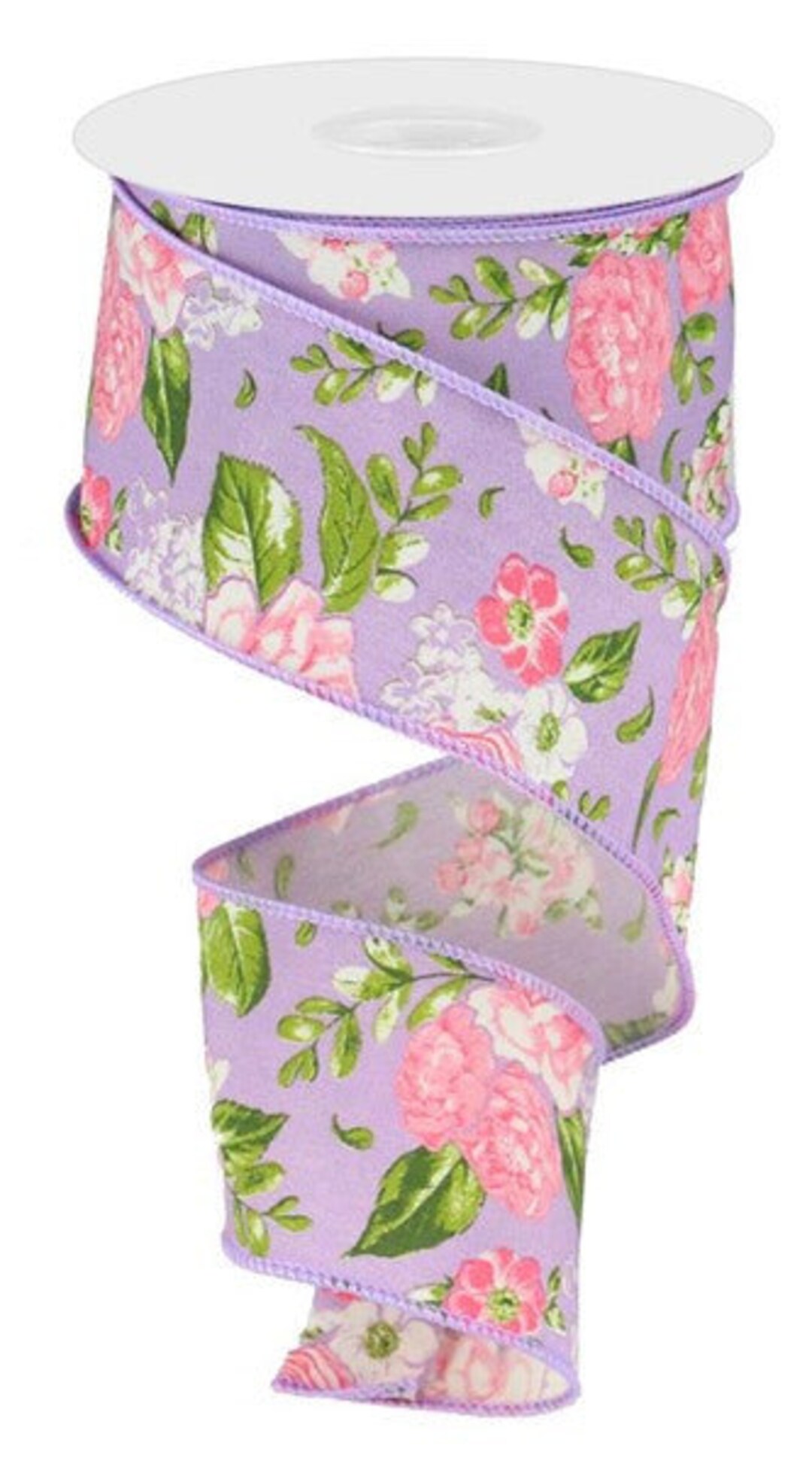 Pink Floral Wired Ribbon, S, 2.5 Inches X 10 Yards (30feet) - RG01725C3 ...