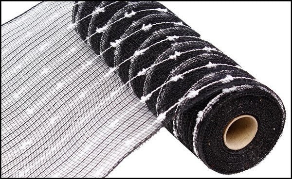 Cotton Deco Mesh, Black White, 10.5 Inchex 10 Yard