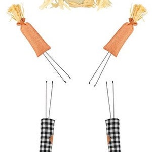 Scarecrow Plush Fall Thanksgiving Wreath Centerpiece Kit , Craft Supply, 31 Inches  HA4037, Tan, Orange, Black, White
