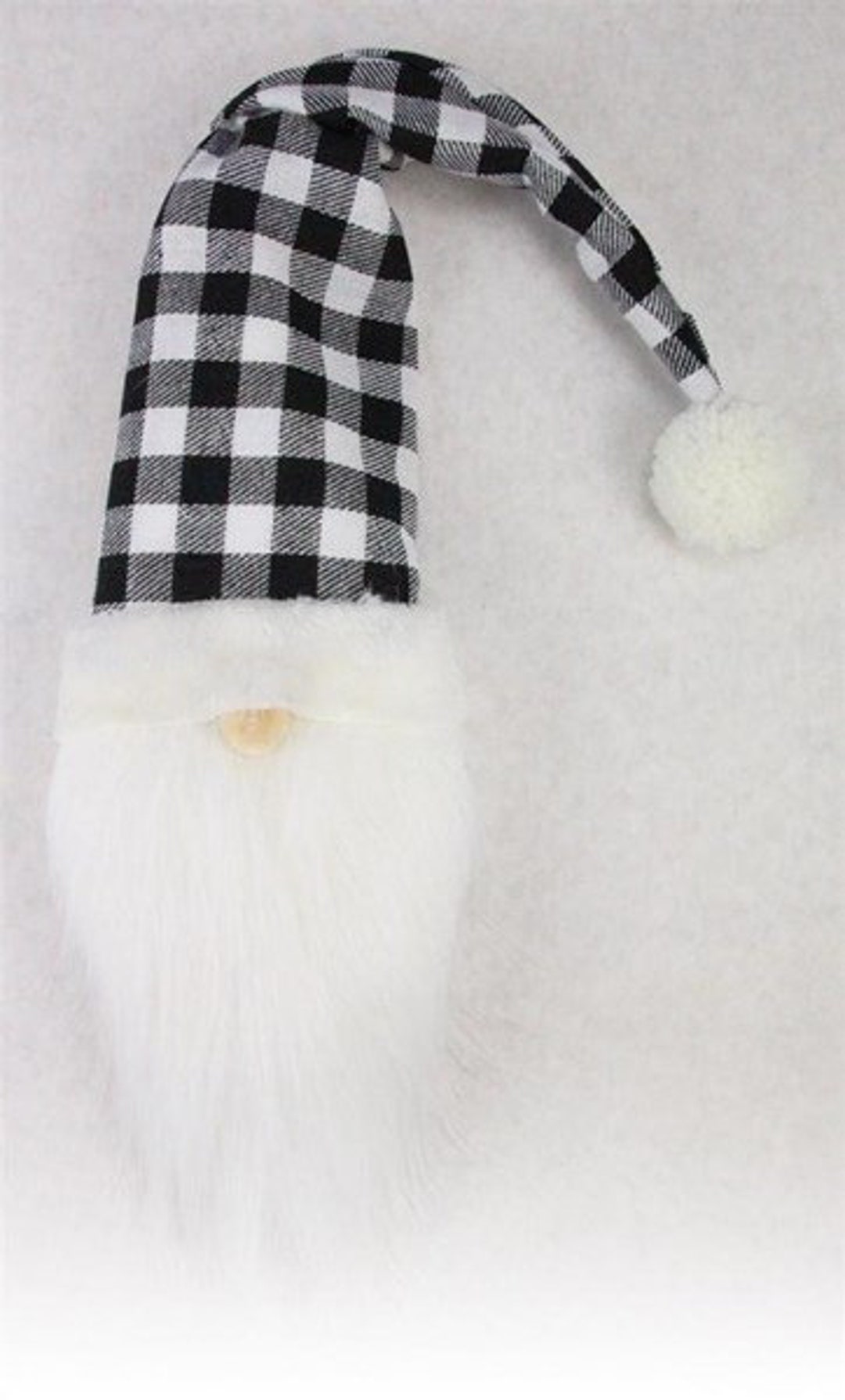 Gnome Head Black White Velvet Ornament, Used for Decorating Christmas