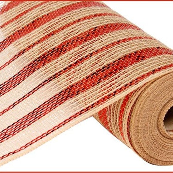 Poly Beige Red Poly Deco Mesh,, 10 inches X 10 yards (30 feet) RY800824