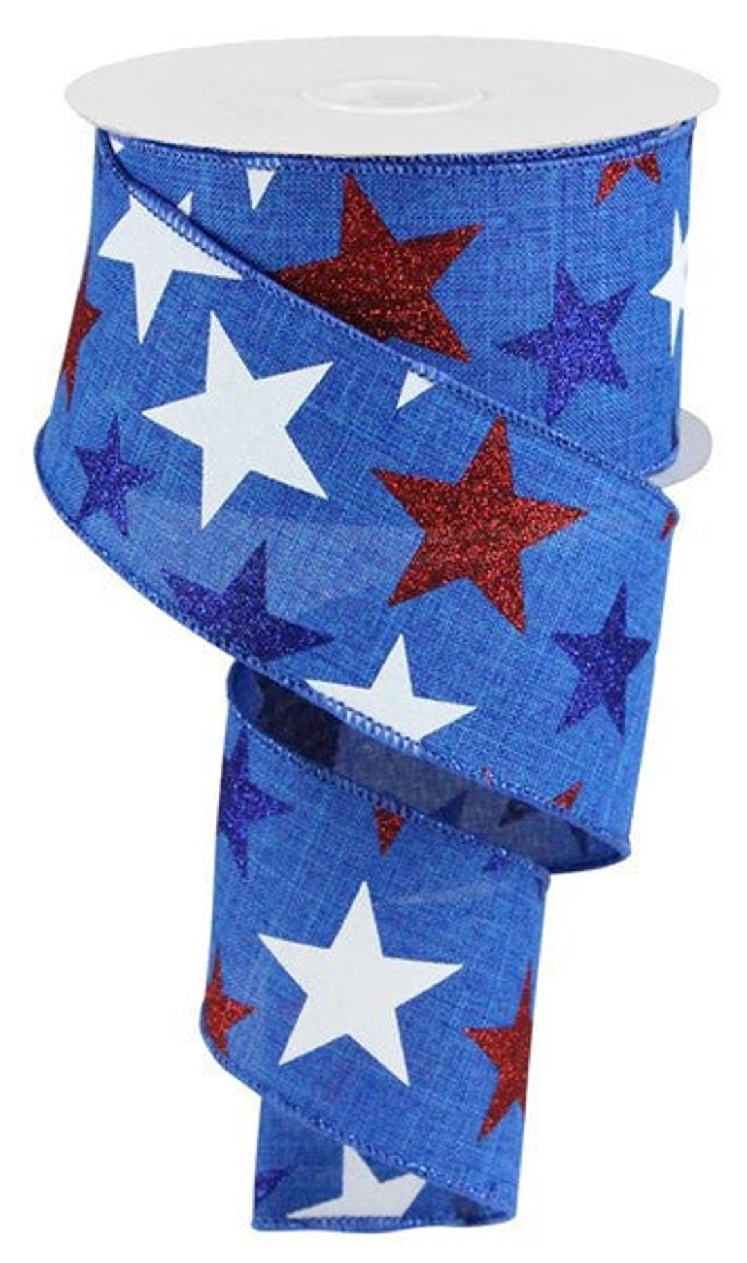 Star Wired Ribbon, Wreath Ribbon, Red White Blue, Bow With Stars