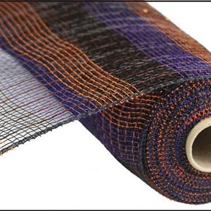 Purple, Orange and Black Deco Mesh,, 10 Inches x 10 yards (30 feet) RE1380F2