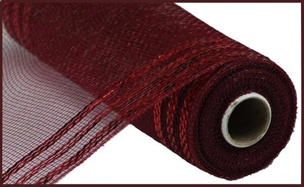 10 Inch x 30 feet Deco Poly Mesh Ribbon - Metallic Red and Red Foil :  RE130124