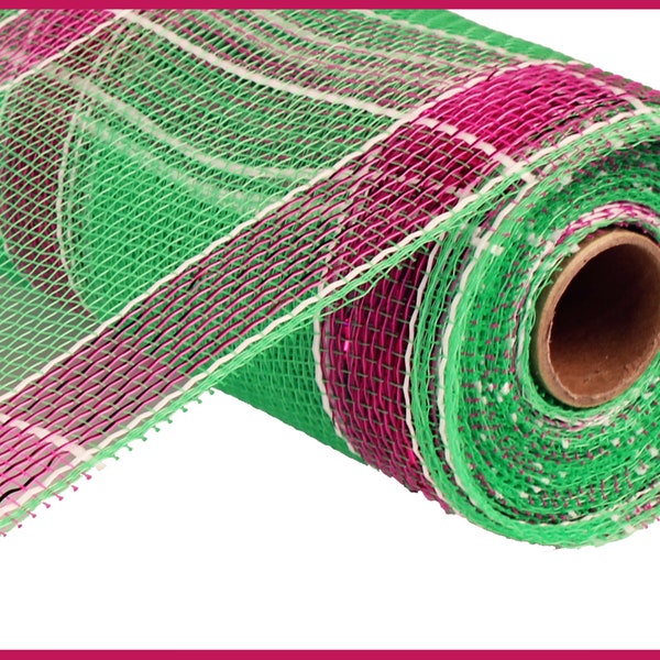 Pink and Lime Green Deco Mesh, Spring Mesh for Making Wreaths, Pink and Green Mesh, 10 inches x 10 yards (30 feet) RE1313T8