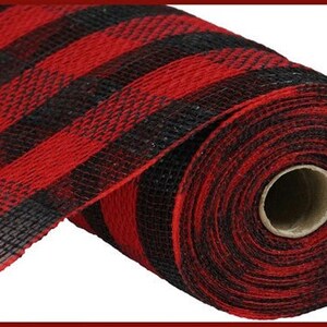 Red and Black Mesh, Buffalo Plaid Jute Mesh, Faux Jute Check Mesh ...
