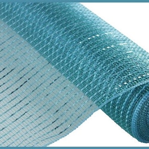 Teal Poly Deco Mesh, Metallic  & Garland, 10 inches X 10 yard, DIY Easter, Spring, Wedding RE136660