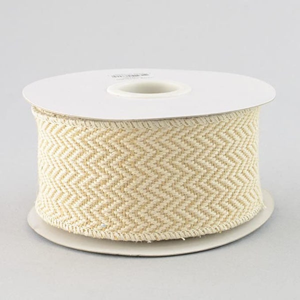 Create stylish crafts with tan and white jacquard Chevron wired ribbon. Add a trendy touch to your projects!  2.5 inch x10 Yd RA13146M