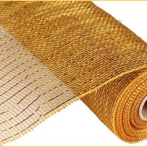 Gold Deco Poly Mesh, Brown Metallic, 10 inch x 10 Yards, Wreath Mesh for Christmas Tree RE130108