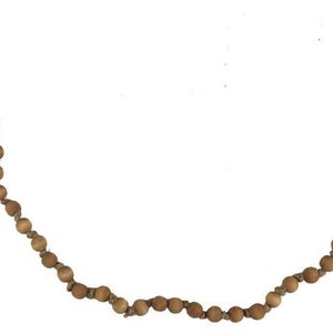 Christmas Tree Small Round Wood Bead Wreath Garland: Brown Stain - 40 inches long  - MZ197904