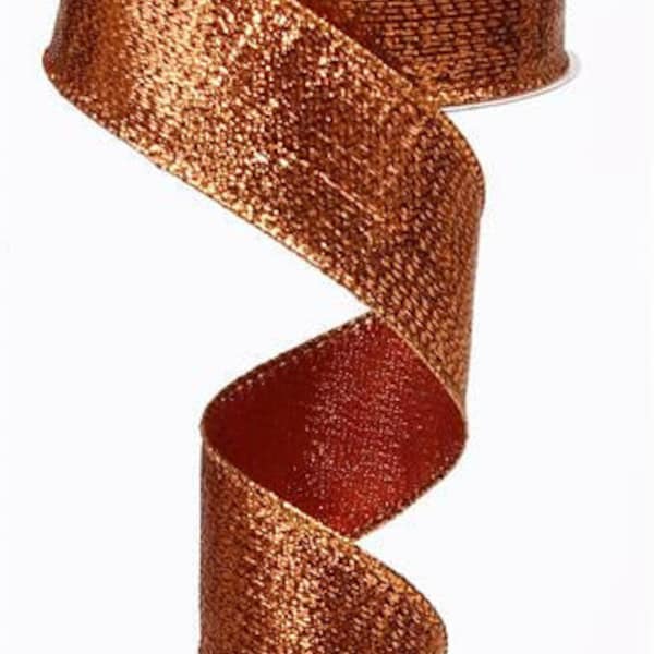 Copper Wired Ribbon: Perfect supply for rustic fall wreaths, Thanksgiving, wedding, and DIY project with a natural touch. 1.5 Inch x 10 Yard