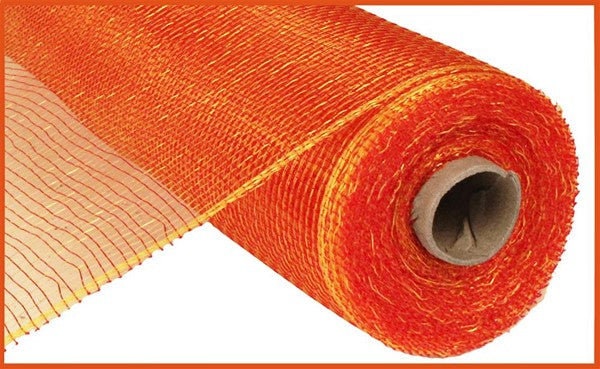10 Inch x 30 feet Deco Poly Mesh Ribbon - Metallic Red and Red Foil :  RE130124