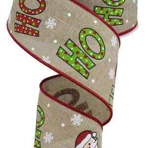 Ho Ho Ho Santa Ribbon, Santa Claus Wired Ribbon, Santa Claus, Santa Wreath Ribbon, Bow Ribbon, 2.5 Inch x 10 yard RGA117801 Christmas