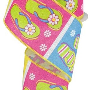Flip Flops Wired Ribbon, 2.5 Inches x 10 Yards