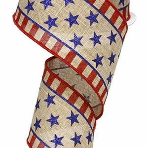 Glitter Stars & Stripes Wired Ribbon, s, 2.5 Inches x 10 Yards RG01253H6