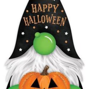 Gnomo de Halloween (forma negra, naranja, morada y verde) - 33,5 x 14,5 cm - AP8905 - Letrero de Halloween