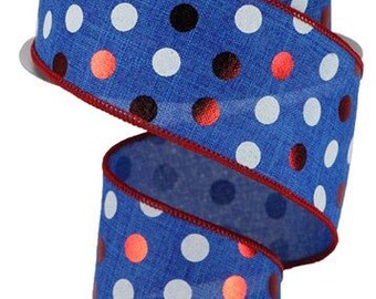 Star Wired Edge Ribbon 2.5\", Red White - 10 Yards : RG01269W7