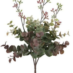 Eucalyptus Bush, Accent Wreaths, Garlands and Floral Arrangements, Plastic Floral Pick 11&quot; Long FG551447