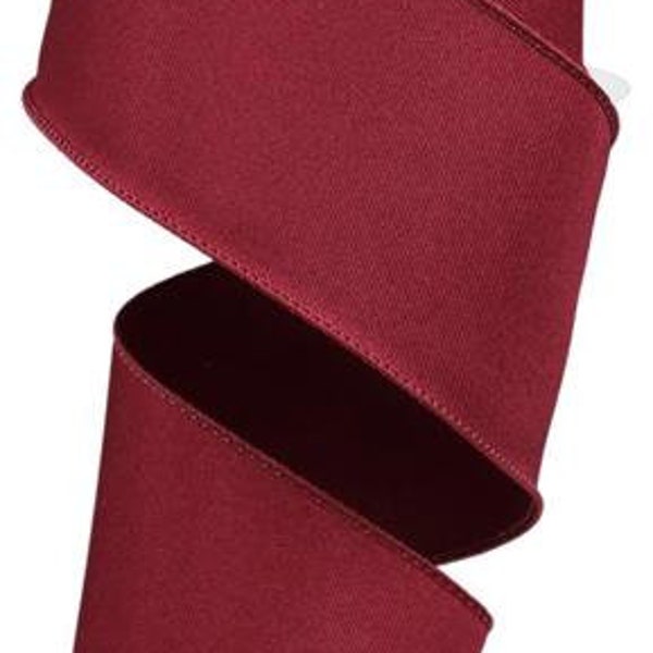 Solid Diagonal Weave Wired Edge Ribbon, 10 Yards (2.5 Inch, Wine) - RGE120372